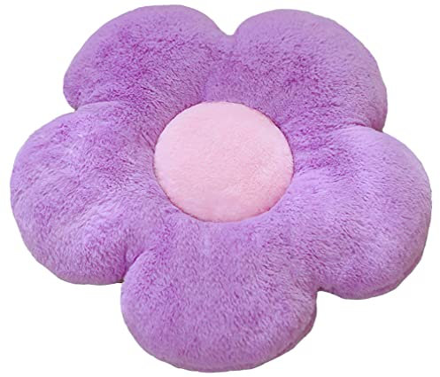 LANFIRE Flower Throw Pillow Floor Pillow Cushion Seating Cushion Flower Shape Bed Sofa Chair Car Seat Nap Throw Cushion (40_x_40_cm, Purple)