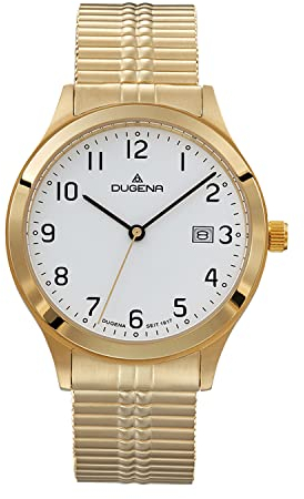 Dugena Herren-Armbanduhr 4461072 Bari, Quarz, weißes Zifferblatt, Edelstahl, Mineralglas, Flexband, 5 bar