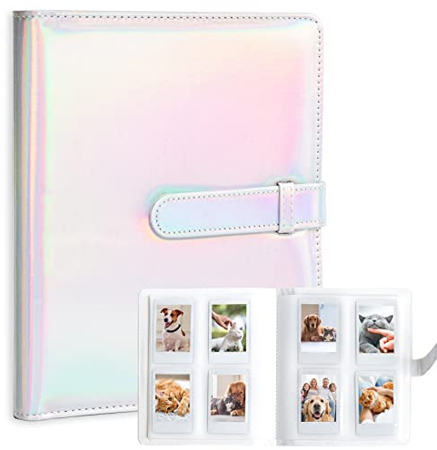 128 Taschen Fotoalbum für Fujifilm Instax Mini LiPlay 11 12 90 70 50S 26 25 9 8+ 8 7S Sofortbildkamera, Polaroid Snap SnapTouch PIC-300 Z2300 Mint Zip Sofortbildkamera Drucker (Magic Silver)