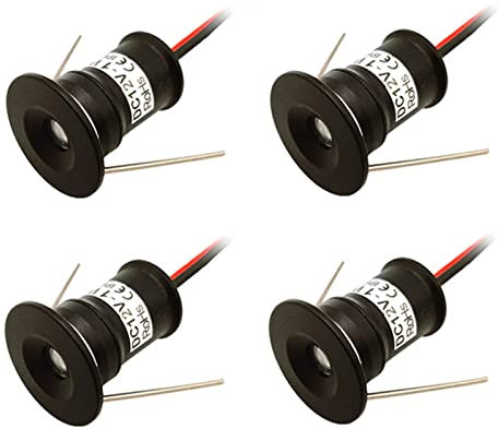 WZYJLyds LED-Einbaustrahler Mini Einbauleuchte für die Küche Schwarze Schale 12V 1W Kleine Deckenlampe für Treppen, Schränke, Flure, Vitrinen(Blau,120°)