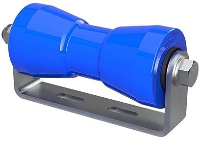 SUPROD Polyurethan Kielrolle mit Halter Sliprolle Bootstrailer Sliphilfe verzinkt 180 mm, blau