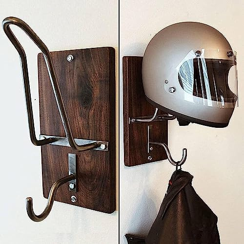 Zankie Motorcycle Helmet Wall Mount Jacket Holder -Helmet Display Rack, Storage Hook Hanger Coat Organizer Stand For Motorbike Football Welding And Riding Accessories, Sturdy & Decorative