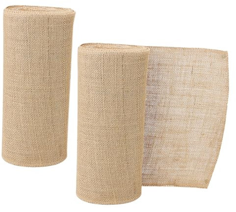 JAPCHET Lot de 2 rouleaux de toile de jute naturelle pour travaux manuels, décoration de collages, modèles - 30 cm x 10 m