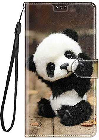 Guxira Leder Handyhülle für Samsung Galaxy A15, Muster Motiv Hülle Lederhülle Klappbar Schutzhülle 360 Grad Stoßfest Cover mit Kartenfachr Klapphülle Flip Case - Panda
