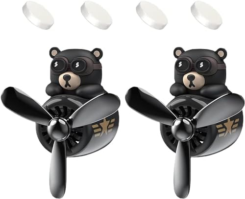 Cartoon Auto Lufterfrischer, Niedlicher Bär Pilot Auto Diffusor, Propeller Luftauslass Vent Fresheners.Car Parfüm Geeignet für Auto Innendekoration (Bär + Bär)