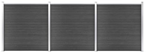 NITCA WPC Zaun-Set 3 Elemente WPC Sichtschutzzaun Windschutz 526x186 cm Zaunelement Set Schwarz WPC Sichtschutzzaun Komplettset WPC Sichtschutzzaun Windschutz, Zaun Gartenzaun