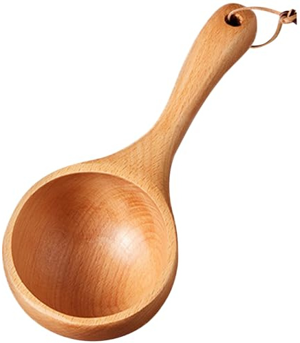 Mestolo in Legno 8,5'' Mestolo in Legno per Barattoli Mestolo da Zuppa Rotondo Paletta per Sale da Bagno con Manico Ergonomico Mestolo Durevole per Servire Farina Fagioli Tipo 1