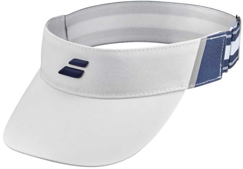 Babolat, Sportvisier Modell UV Protect, Farbe Weiß/Blau, Leichtes und Bequemes Material, Schnelltrocknend, Verstellbar und Anpassbar hinten, Schützt Augen und Gesicht vor der Sonne.