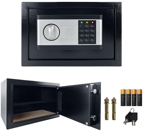 JNGLGO Cassaforte elettronica, ignifuga, impermeabile, cassaforte digitale da parete, con serratura a combinazione elettronica e 2 chiavi per uffici, hotel, casa, 34 l, 38 x 30 x 30 cm