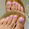 RUNRAYAY Purple Square Press on Toenails Short, Glossy Fake Toenails Press on Nails Acrylic Toe Nails with Rhinestones, Reusable Toenails Fake Toe Nails Natural in 24 Pcs