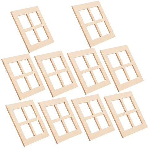 SEWOART 10stücke Miniatur Holzfenster Teiliges Puppenhaus Zubehör Unbemalt Dekorative Fensterrahmen Für Mini-häuser Und Projekte Für Kreative Landschaftsgestaltung