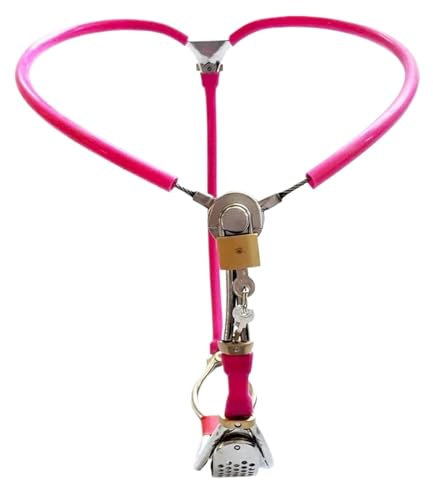 YXYjLb Metall Y-Art Keuschheitsgürtel Frauen mit Defäkationsloch BDSM Bondage Keuschheit Schloss Chastity Belt Unsichtbare Unterhose Fetisch Sex Spielzeug für Frau(Rosa,Taille90~100cm)