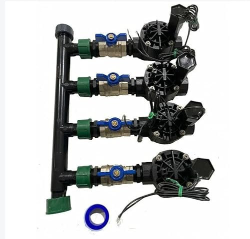 Sistema di Irrigazione Automatica a 4 Zone con Elettrovalvola 1'' 24v rampa con rubinetto