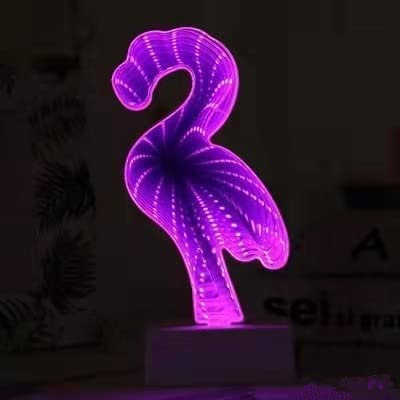 LED Miroir Tunnelt 3D Amour Tunnel lumières Tunnel néon Batterie + USB pour Chambre à Coucher fête de noël lumières décoratives (Flamant Rose)