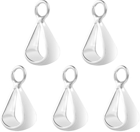 AHQiZFX 5 Pcs 925 Sterling Silver Pendant Bail Connector Pinch Clasp, Silver Bails for Pendants Clasp with Open Loop Necklace DIY Jewelry Craft Making Handmade Beading Fittings Accessories