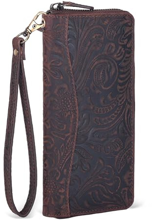 Leather Wallet for Women - RFID Clutch 8 Card Slots Coin Pocket Organizer