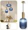 Lumeo creative | Suspension verre fumé Cristali | Lustre vintage pour salle à manger, ilot de cuisine, entree | suspension luminaire salon doré | Suspension vintage (Bleu Saphir, A - Poignée Tube)
