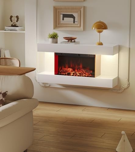 M.C.Haus Camino elettrico da parete con 12 colori fiamma & 3 livelli luminosità | Funzione timer & protezione surriscaldamento | Termocamino LED moderno