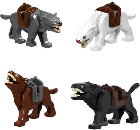 DrmBeyd Lord of Rings MOC Wolf Bausteine Bausatz, Mittelalterliches Wolfsreittier Modell für Minifiguren, Kompatibel mit Major Brand, Geschenk für Filmfans