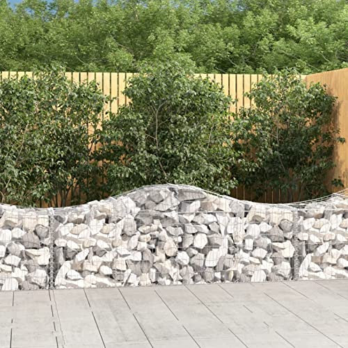 Xichuzi Gabionen mit Hochbogen 2 STK. 200x50x60/80 cm Verzinktes Eisen, Gabionen Zaun, Steinkorb Garten, Gabionenkörbe, Gabionen Gitter, Dekorative Zã¤UNE - 3145598