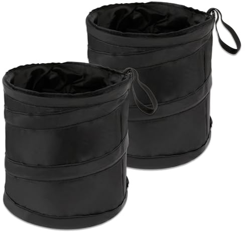DIVINA VITAE Lot de 2 poubelles de voiture pliables - Petites poubelles étanches - Avec bande élastique - Mini boîte de rangement suspendue - Pour voyage, voiture, camping, camion, minivan