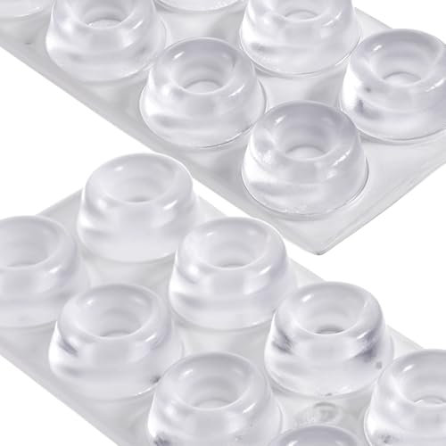 Cabinet Door Bumpers Self-Adhesive, Circular Self-Adhesive Clear Rubber Bumpers Wall Protectors Rubber Feet for Glass Tops Cutting Boards Picture Frames (Round 22 X 10mm, 24Pcs)