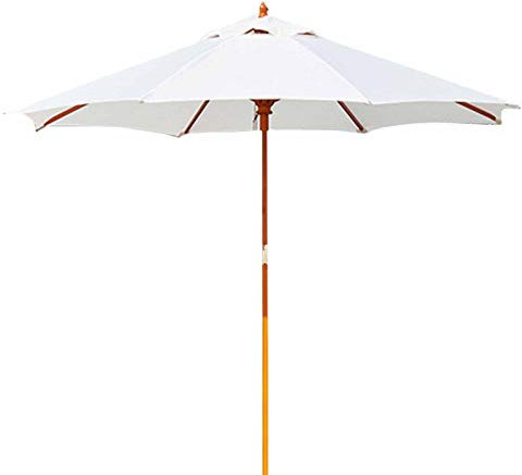 HUIBBGO Sombrilla de jardín de 2,7 m/9 pies, para Exteriores, con mástil de Madera para terraza, Patio, Piscina y Playa.