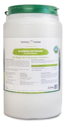 TerraDomi 2,5kg Algenkalkstreuer mit natürlichem Algenkalk für 60m² I Zur Stärkung der Widerstandsfähigkeit von Buchsbäumen und Pflanzen I Beugt Befall von Buchsbäumzünsler und Pilzen vor