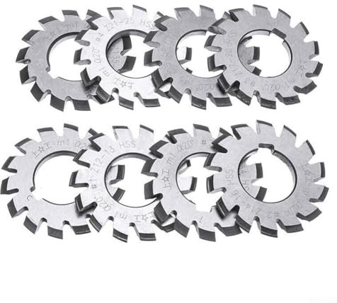Lot de 8 fraises à engrenage HSS M1 20 degrés PA 22 mm de diamètre pour une meilleure fabrication d'engrenages