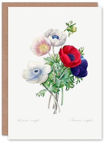 Artery8 Pierre-Joseph Redouté Art Card Anemone Flowers Vintage Botanical