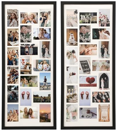PHOENANCEE Massivholz, Fotorahmen mit mehreren großen Blenden, vielseitiges Collagendisplay, Wand- oder Tischdekoration, fasst 20 Fotos 6 x5, 2er-Set(Schwarz)