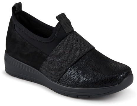 Cushioned Wedge Slip-On Shoes - Black Size 5