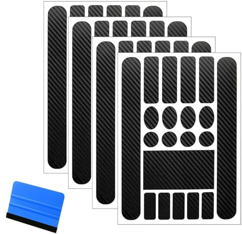 YFaith Pack of 4 Bicycle Paint Protection Film, PVC Protective Film, Bicycle Frame, Black Bicycle Frame Protection, Carbon Sticker, for Bicycle, Mountain Bike, Road Bikes