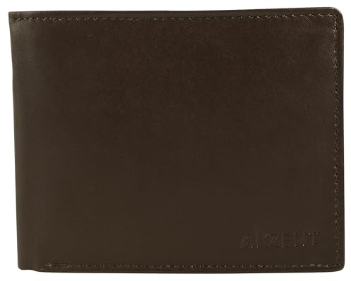 Akzent Geldbörse für Herren aus Leder in Braun, Geldbeutel mit Druckknopf in 10 x 12,5 x 2 cm