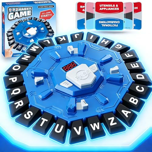 Rasende Wörter – Rasantes Wortspiel mit 2 Spielmodi & 10-Sekunden-Timer, 24 Buchstabentasten & 35 Karten, für 2–8 Spieler, Familienspiel & Partyspiel für Kinder ab 3 Jahren und Erwachsene (Blau)
