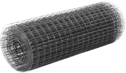 Verzinkter Maschendrahtzaun 1x25 m als Gartenzaun und Rankhilfe für Geflügelstall und Voliere aus silbernem Quadratmaschendraht aus Stahl