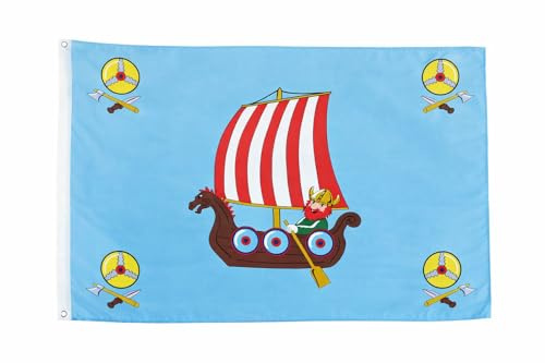 Ameisenkeks® Wikinger Flagge Deko – 135 x 90 cm – Nylon Fahne mit Drachenboot Motiv – Dekoratives Banner für Garten, Zimmer & Motto Party