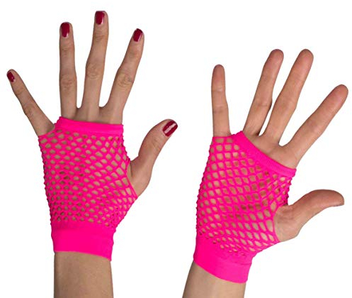 Fingerless Réseau Gants, court, néonrose