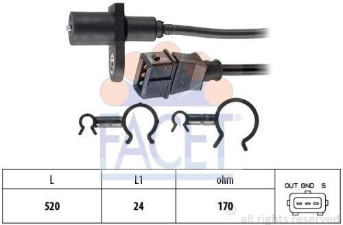 FACET REVOLUTION AND TIMING (CKP AND CMP) SENSOR 9.0397 Compatible with VOLVO #OEM 13893995/35478478/ 271949/3547847/ 1389399