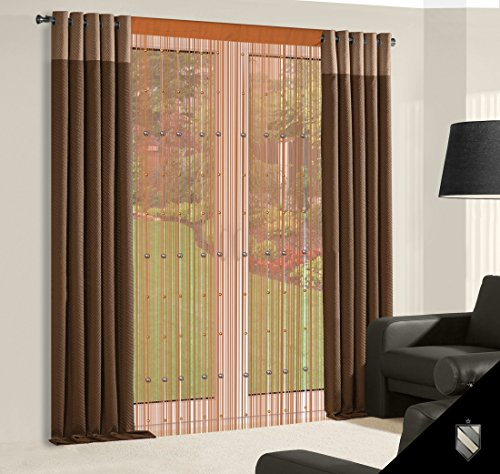 DecoKing 140x245 cm orange Spaghetti Fadengardine Vorhang Vorhänge Perlenvorhang Koralle Fensterdekoration Gardine orange Koralle