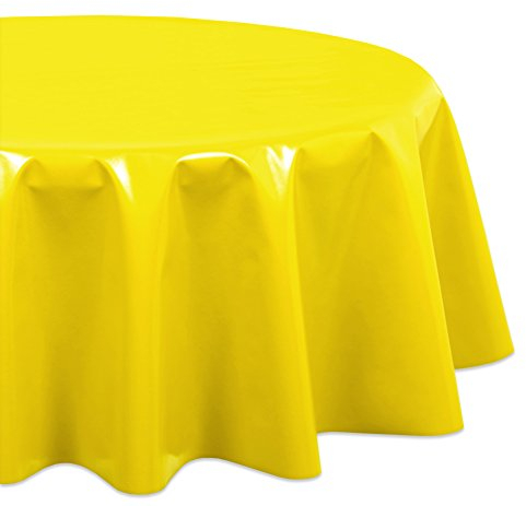 Wachstuchtischdecke OVAL RUND ECKIG Farbe u. Größe wählbar, Tischdecke Wachstuch abwischbar, Uni Einfarbig (Rund 100 cm, Gelb)