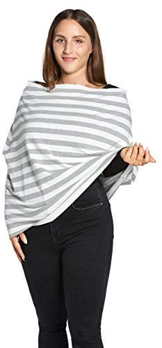 Yumakids 4 in 1 Stilltuch/Stillschal, Einkaufswagenschutz, Babyschalencover, ideal für Unterwegs,inkl. Aufbewahrungsbeutel (grau) - OEKO-TEX® zertifiziert