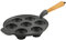Carl Victor Krapfenpfanne Poffertjespfanne 22 cm Gusseisenpfanne mit hellem Holzgriff
