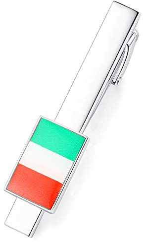 HONEY BEAR Hochwertig Herren National flagge Krawattennadel Krawattenklammer Tie Clip aus Edelstahl (Italien Italienische Flagge)