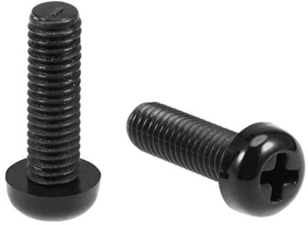 sourcing map M6x20mm Vis Nylon mécanique fileté tête cylindrique noir 50Pcs | bombée cruciforme