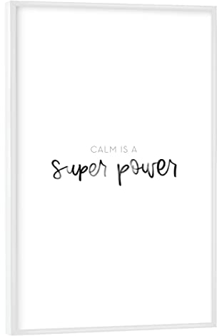 artboxONE Poster mit weißem Rahmen 60x40 cm Typografie Calm is a super Power - Bild Lettering Calm handlettering