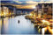 Wallario Glasbild Canal Grande in Venedig am Abend mit untergehender Sonne - 60 x 90 cm Wandbilder Glas in Premium-Qualität: Brillante Farben, freischwebende Optik