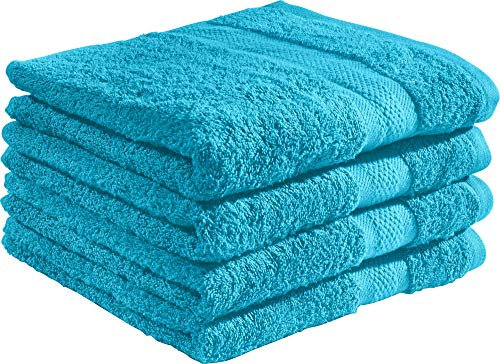 REDBEST Duschtuchset, Frottierset 4er-Pack Chicago türkis Größe 70x140 cm - saugstark, strapazierfähig, ideal für Reisen, Sport (weitere Farben)