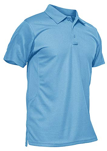 KEFITEVD Sweatshirt Herren Kurzarm Golf Shirt Leicht MTB Fahrrad T-Shirt Basic Sportshirt mit Kragen Outdoor Kleidung Männer Dünnes Sommershirt Hellblau L