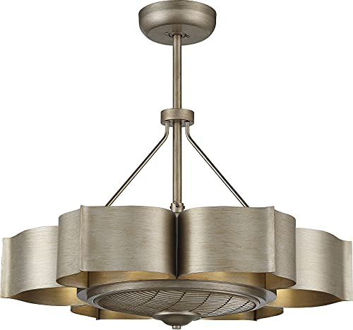 Savoy House 39-FD-125-53 Stockholm Bohemian Vintage Metal Fandelier Ceiling Fan with Remote, 6-Light 36 Total Watts, 23 H x 31 W, Silver Patina